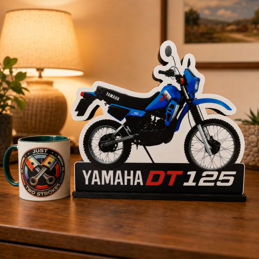 Yamaha DT125 Inspired 3D Motorcycle Lightbox – Classic Trail Bike Display with Detachable Stand