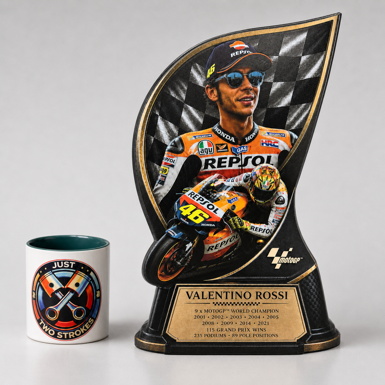 Valentino Rossi Inspired 3D Motorcycle Racing Lightbox – MotoGP Style Display with Detachable Stand