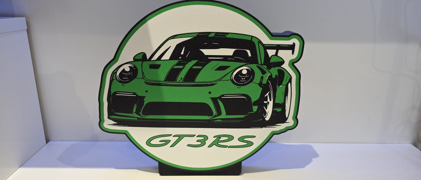 Porsche GT3RS Lizard Green LED Sign – Large 340mm Racing Decor