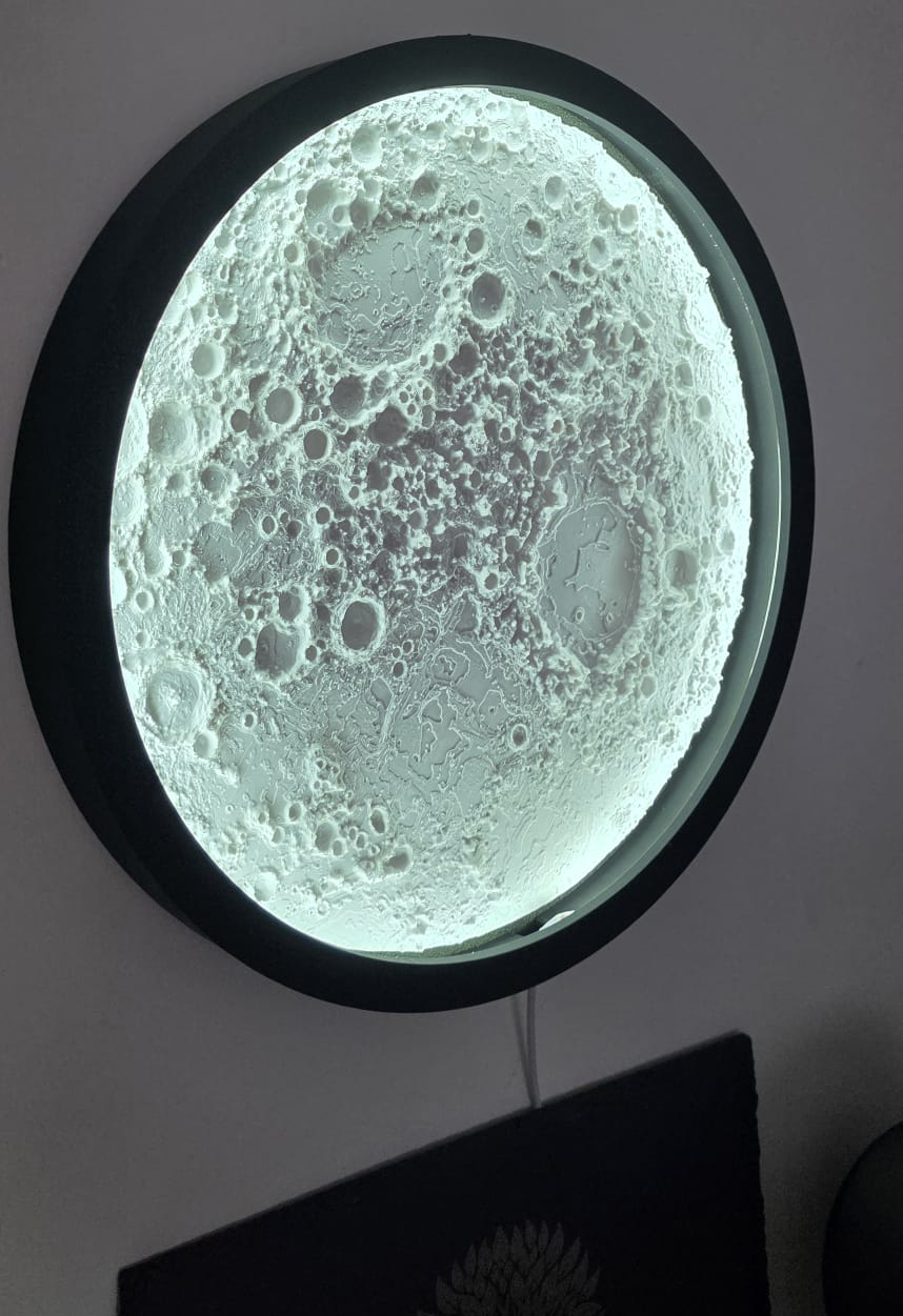 Large 340mm 3D Printed Lunar Relief Wall Light