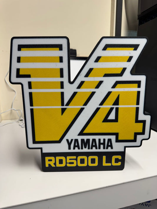PRE ORDER NOW --Yamaha RD500 LC V4 LED 200mm x 200mm Lightbox Yellow - Retro 2-Stroke Tribute Sign-- NEW SIZE