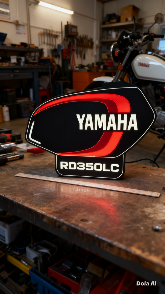 Yamaha RD350LC Heritage Lightbox – 340mm 3D Printed Garage Art