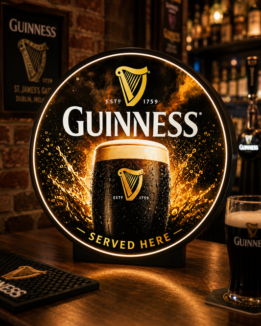 Guinness LED Light Box – 305mm Premium Illuminated Display | Served Here Edition