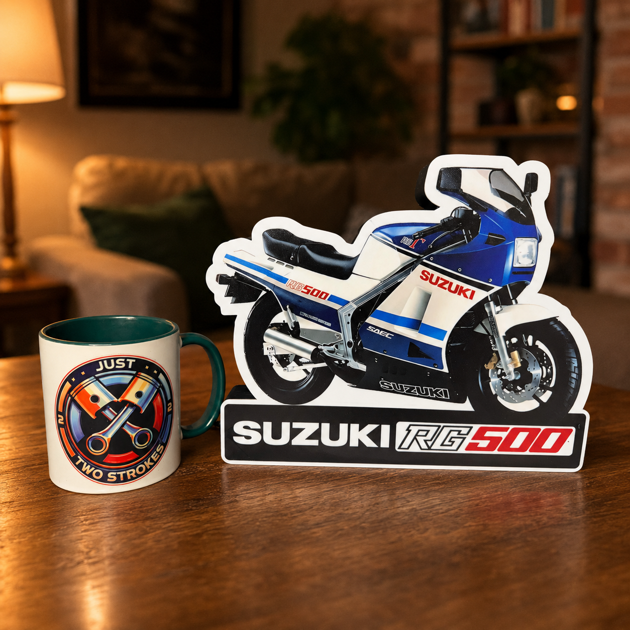 Suzuki RG500 Inspired 3D Motorcycle Lightbox – Classic Two-Stroke Display with Detachable Stand
