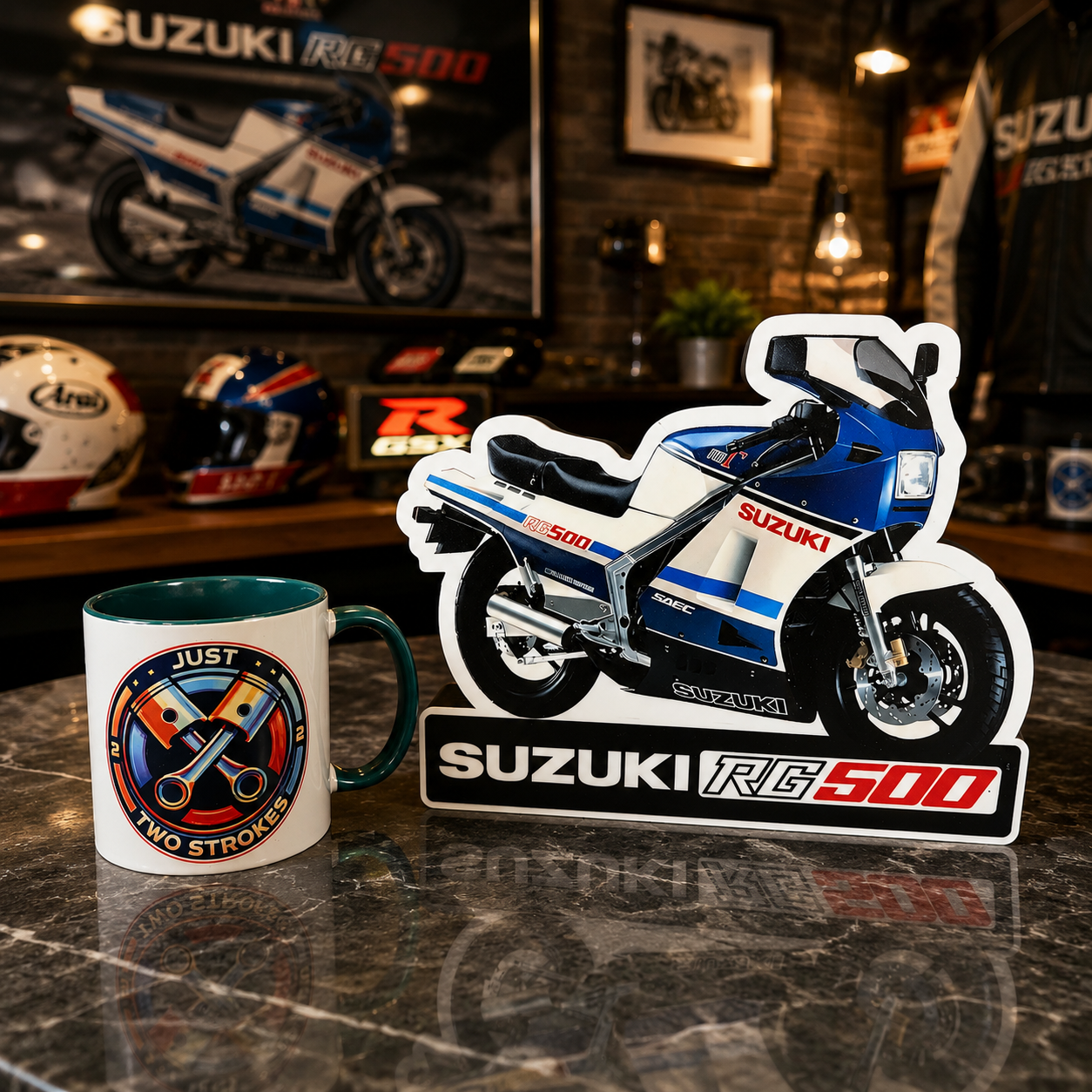 Suzuki RG500 Inspired 3D Motorcycle Lightbox – Classic Two-Stroke Display with Detachable Stand