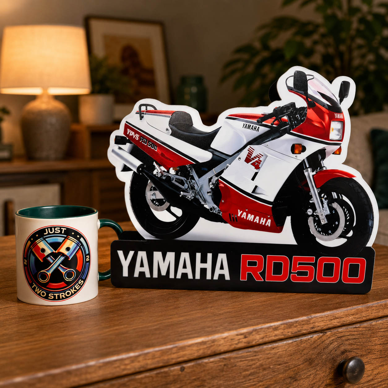 Yamaha RD500 Inspired 3D Motorcycle Lightbox – Classic Two-Stroke Display with Detachable Stand