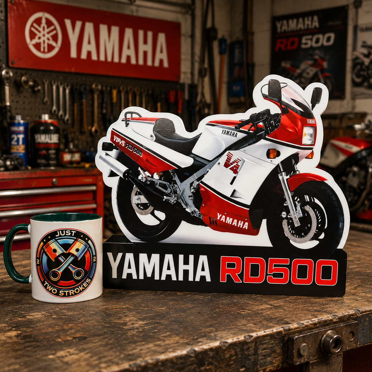 Yamaha RD500 Inspired 3D Motorcycle Lightbox – Classic Two-Stroke Display with Detachable Stand