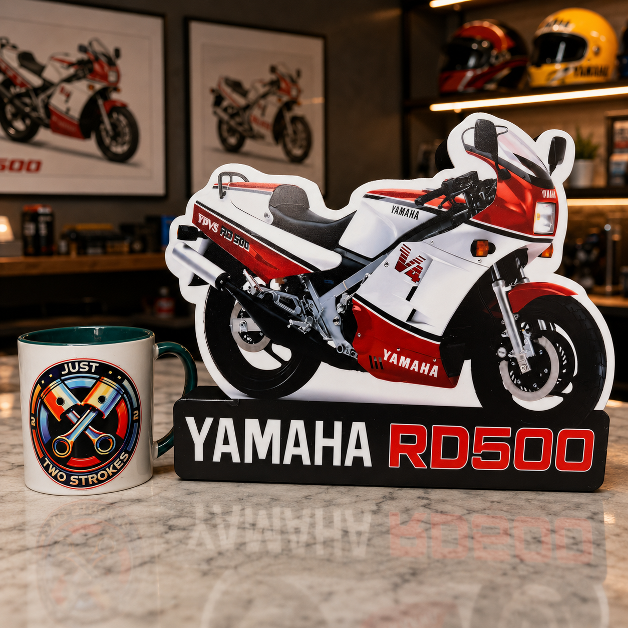 Yamaha RD500 Inspired 3D Motorcycle Lightbox – Classic Two-Stroke Display with Detachable Stand