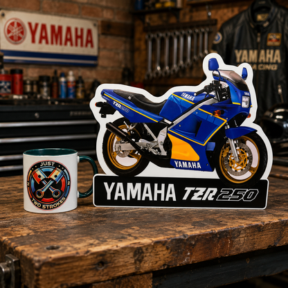 Yamaha TZR250 Inspired 3D Motorcycle Lightbox – Blue & Yellow Two-Stroke Display with Detachable Stand
