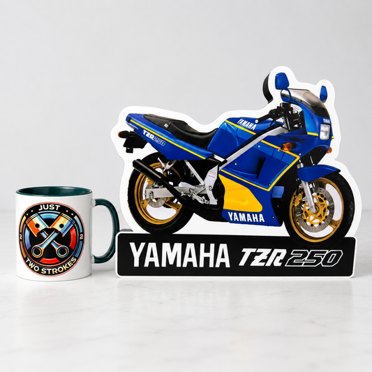 Yamaha TZR250 Inspired 3D Motorcycle Lightbox – Blue & Yellow Two-Stroke Display with Detachable Stand