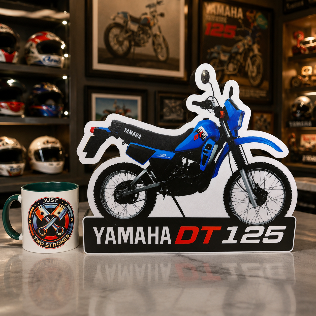 Yamaha DT125 Inspired 3D Motorcycle Lightbox – Classic Trail Bike Display with Detachable Stand