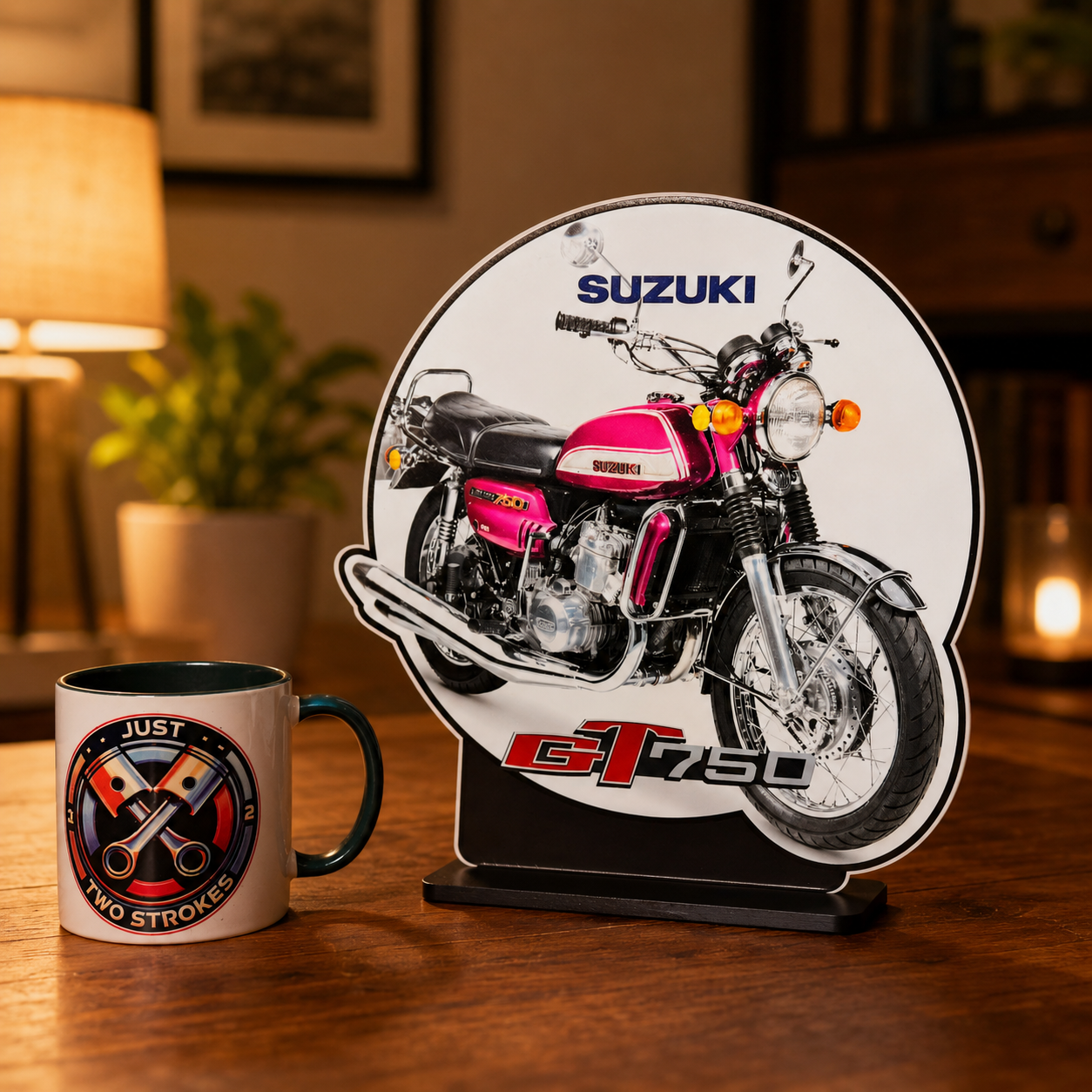 Suzuki GT750 Inspired 3D Motorcycle Lightbox – Classic Two-Stroke Bike Display with Detachable Stand