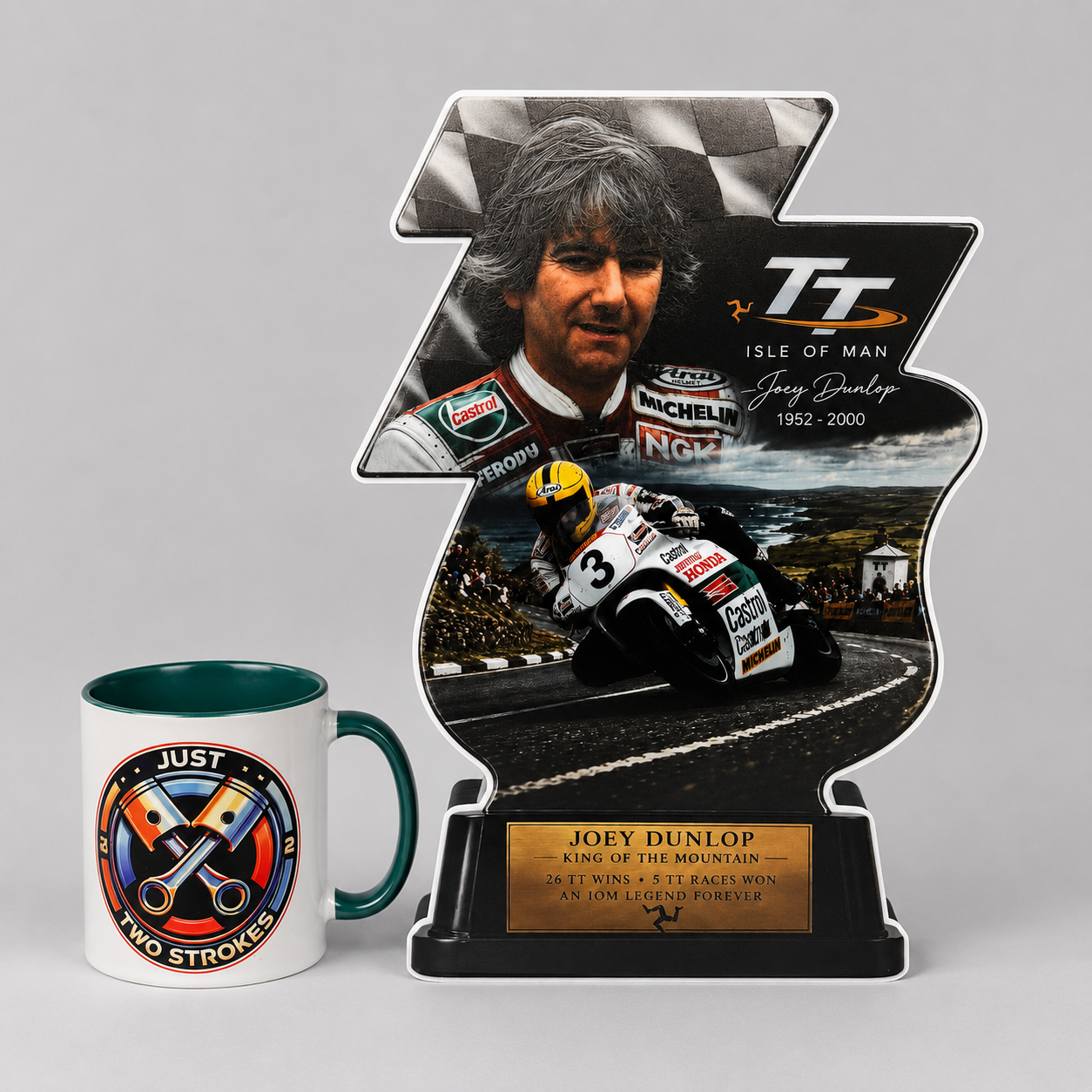 Joey Dunlop Inspired 3D TT Motorcycle Racing Lightbox – Isle of Man Road Racing Display with Detachable Stand