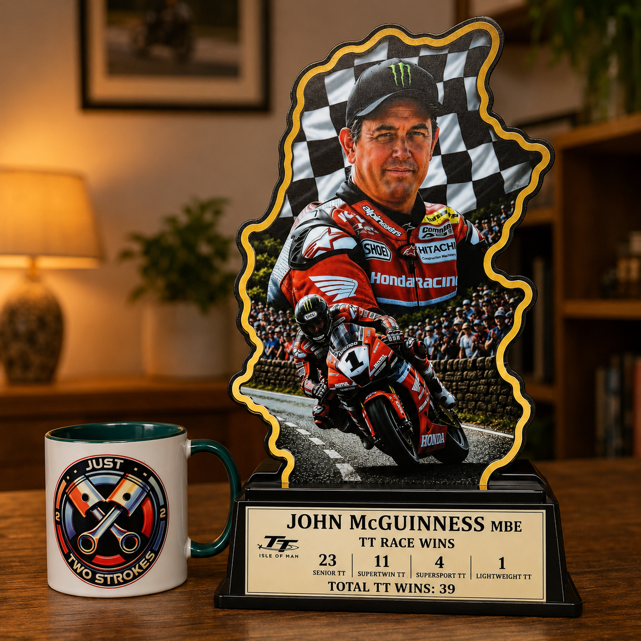 John McGuinness Inspired 3D TT Motorcycle Racing Lightbox – Road Racing Display with Detachable Stand