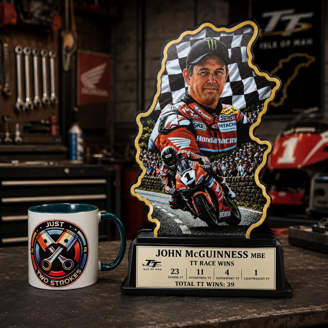 John McGuinness Inspired 3D TT Motorcycle Racing Lightbox – Road Racing Display with Detachable Stand