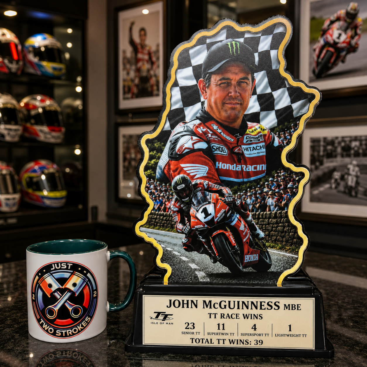 John McGuinness Inspired 3D TT Motorcycle Racing Lightbox – Road Racing Display with Detachable Stand