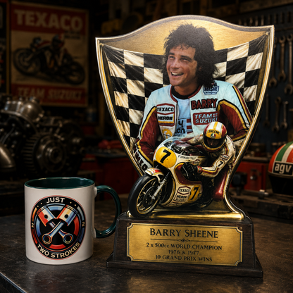 Barry Sheene Inspired 3D Motorcycle Racing Lightbox – Classic Suzuki Display with Detachable Stand