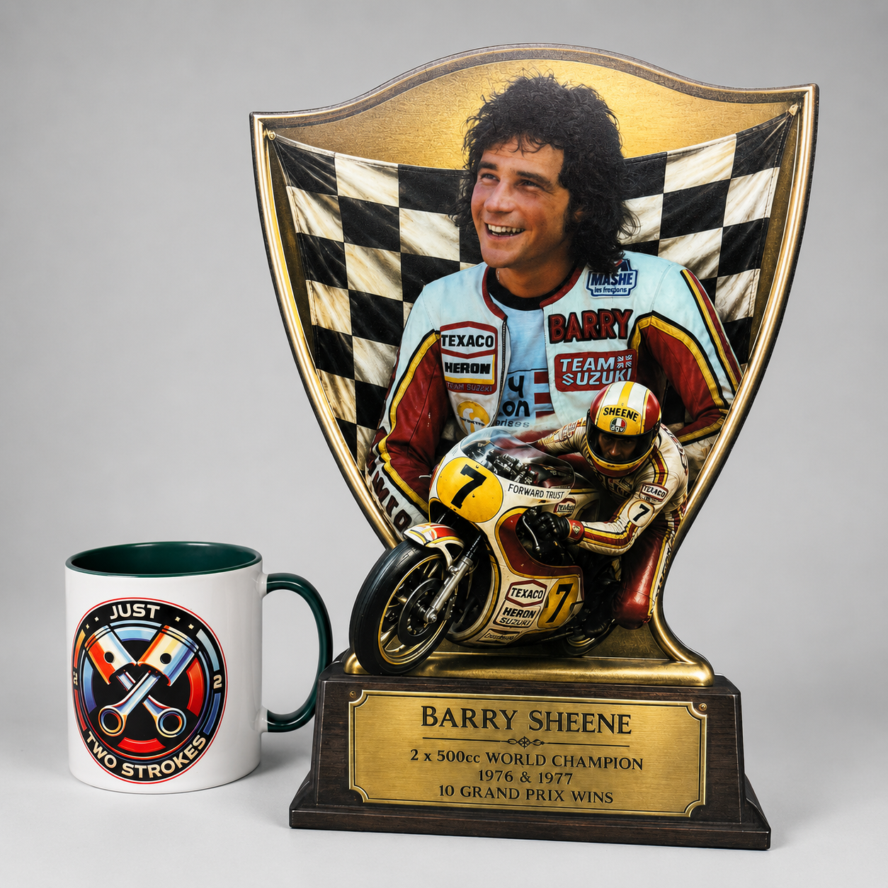 Barry Sheene Inspired 3D Motorcycle Racing Lightbox – Classic Suzuki Display with Detachable Stand