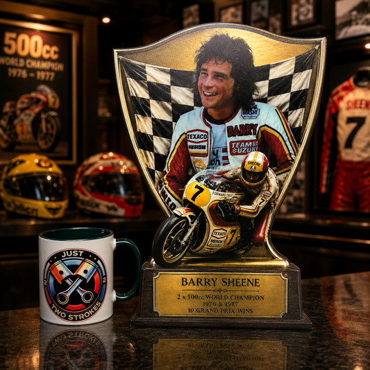 Barry Sheene Inspired 3D Motorcycle Racing Lightbox – Classic Suzuki Display with Detachable Stand