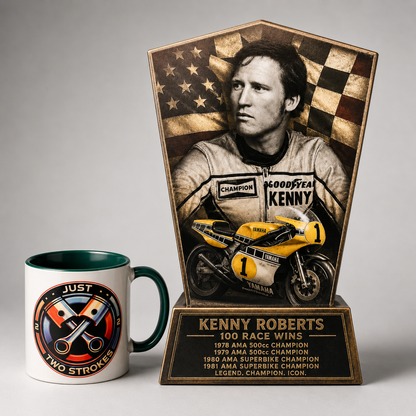 Kenny Roberts Inspired 3D Motorcycle Racing Lightbox – Classic Yamaha Racing Display with Detachable Stand