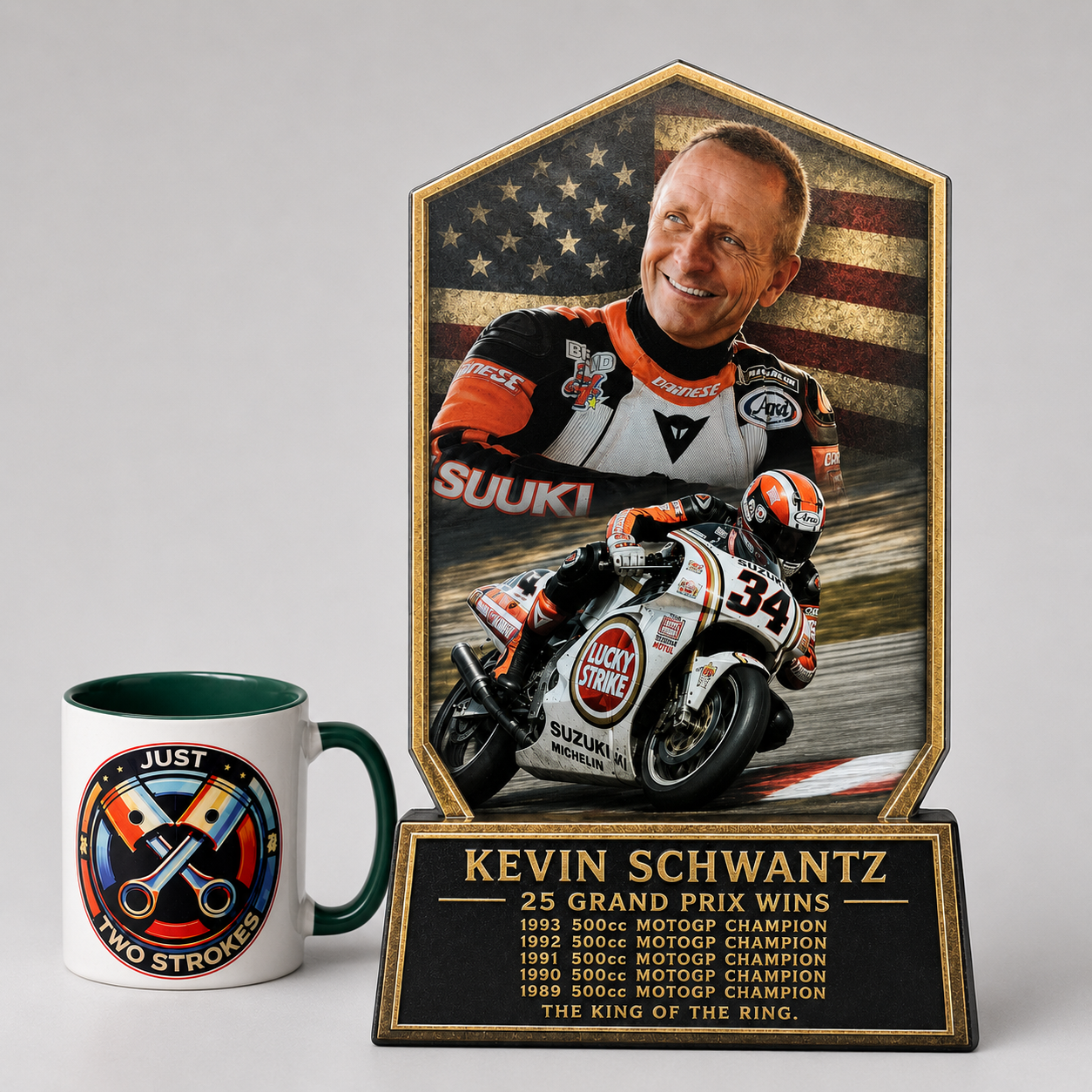 American GP Racing Legend Inspired 3D Motorcycle Lightbox – Suzuki Racing Display with Detachable Stand