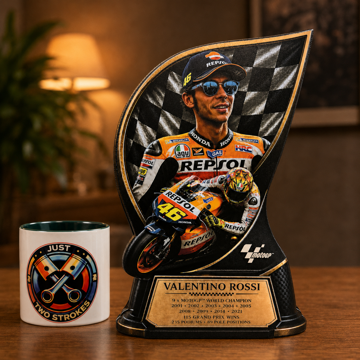 Valentino Rossi Inspired 3D Motorcycle Racing Lightbox – MotoGP Style Display with Detachable Stand