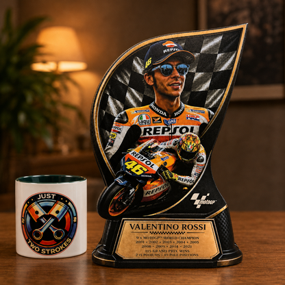 Valentino Rossi Inspired 3D Motorcycle Racing Lightbox – MotoGP Style Display with Detachable Stand