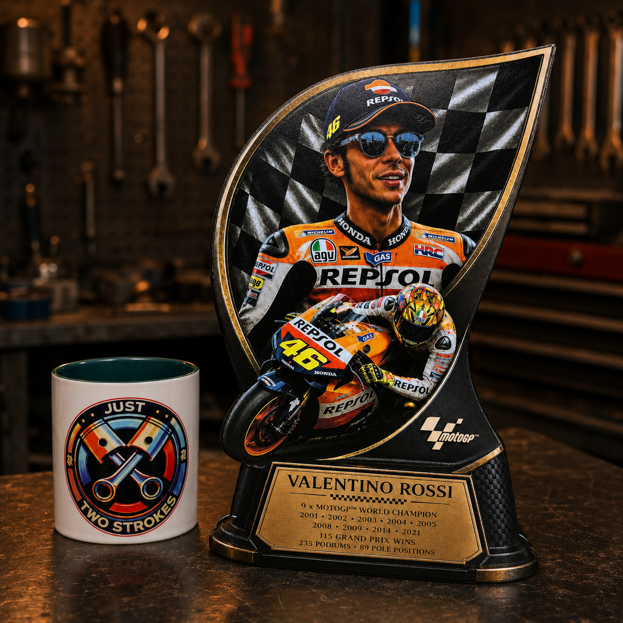 Valentino Rossi Inspired 3D Motorcycle Racing Lightbox – MotoGP Style Display with Detachable Stand