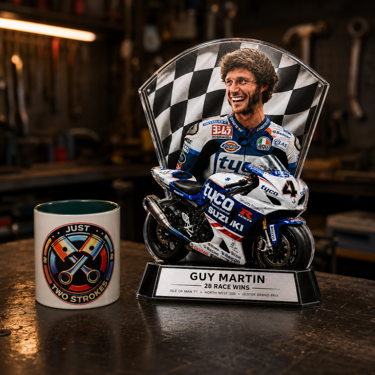 Guy Martin Inspired 3D LED Lightbox – Motorcycle Racing Display with Detachable Stand