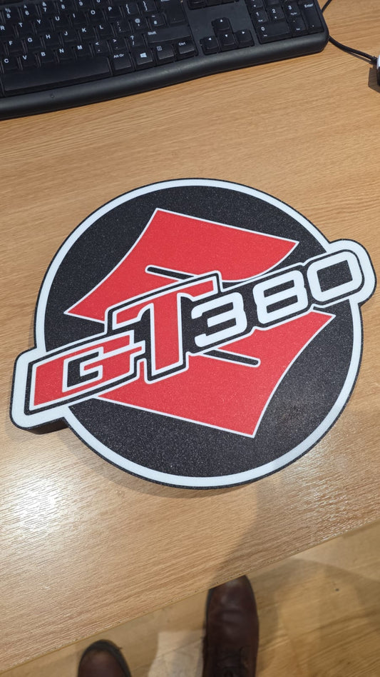 Suzuki GT380 Retro Lightbox – 340mm 3D Printed Garage Art