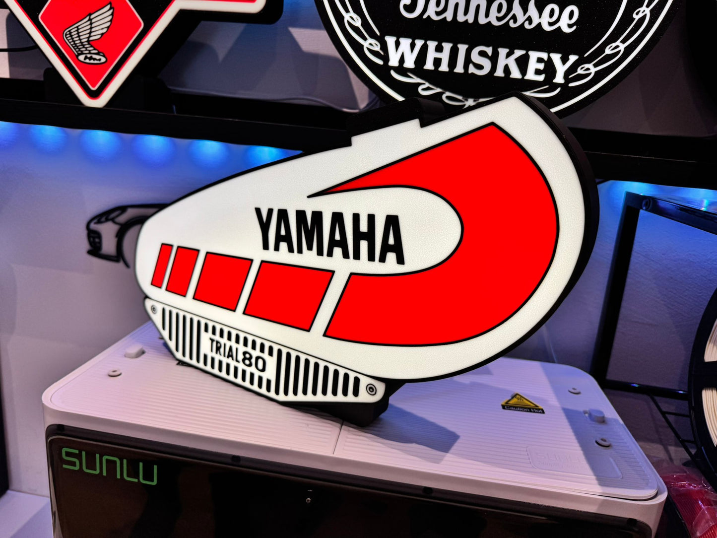 Yamaha Trial 80 Retro Lightbox – 340mm 3D Printed Art