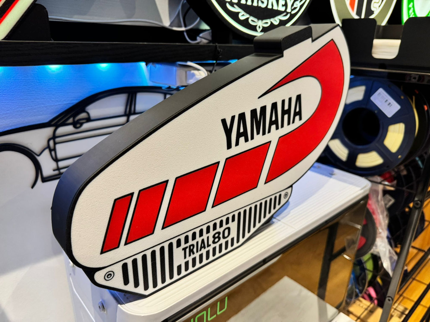 Yamaha Trial 80 Retro Lightbox – 340mm 3D Printed Art