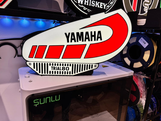 Yamaha Trial 80 Retro Lightbox – 340mm 3D Printed Art