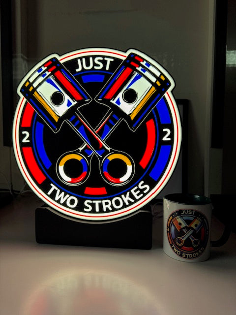 Just Two Strokes Custom LED Twin Piston Lightbox 370mm high x 325mm wide