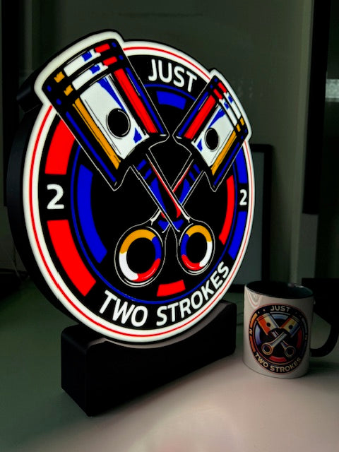 Just Two Strokes Custom LED Twin Piston Lightbox 370mm high x 325mm wide