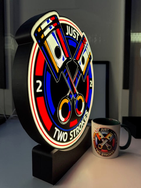 Just Two Strokes Custom LED Twin Piston Lightbox 370mm high x 325mm wide