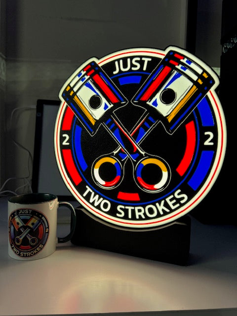 Just Two Strokes Custom LED Twin Piston Lightbox 370mm high x 325mm wide