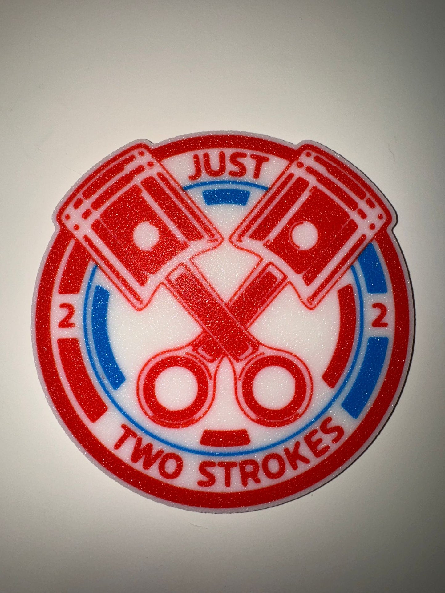 Just Two Strokes" Facebook Group Coasters – 3D Printed 100mm No.2
