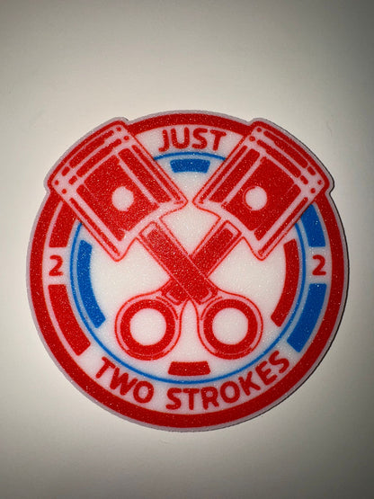 Just Two Strokes" Facebook Group Coasters – 3D Printed 100mm No.2