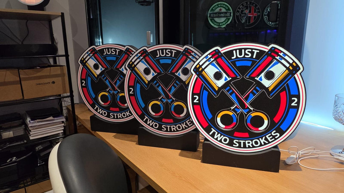 Just Two Strokes Custom LED Twin Piston Lightbox 370mm high x 325mm wide