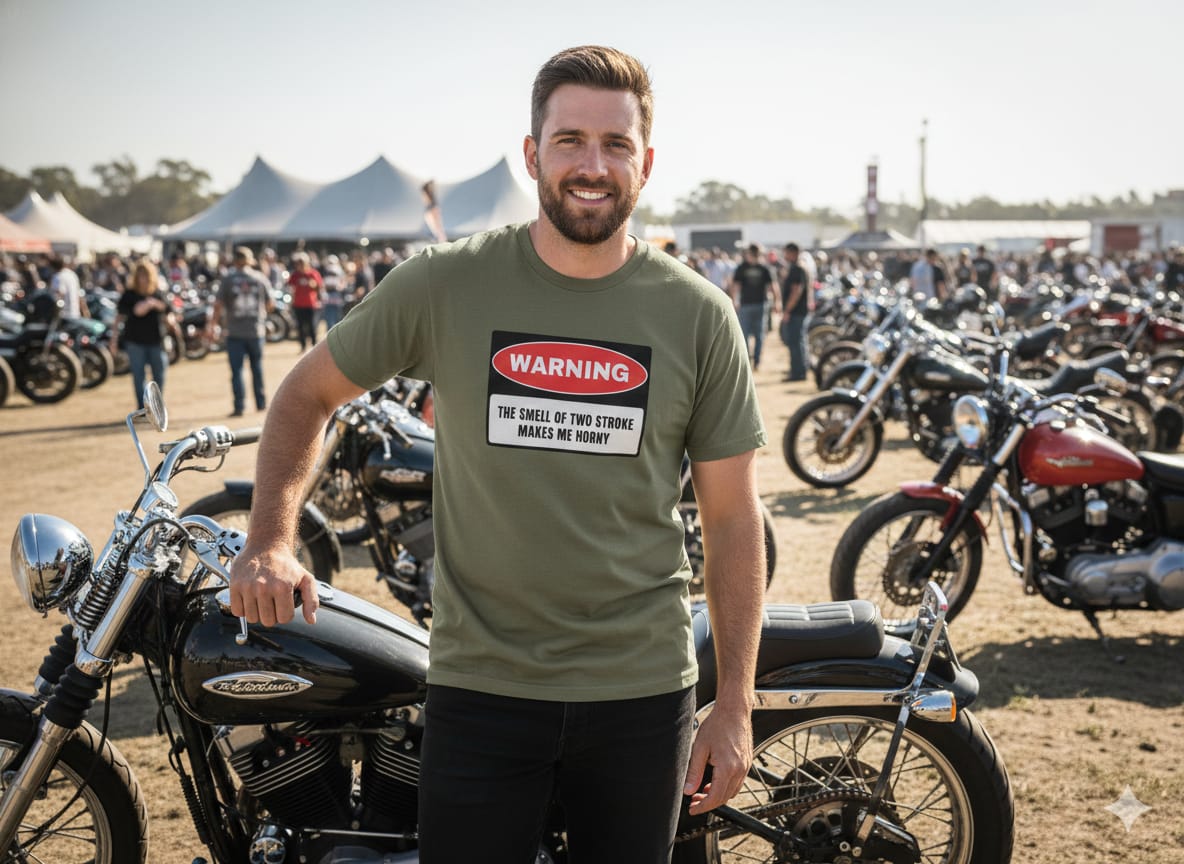Warning: The Smell of Two Stroke" Graphic T-Shirt – 5 Colours Available
