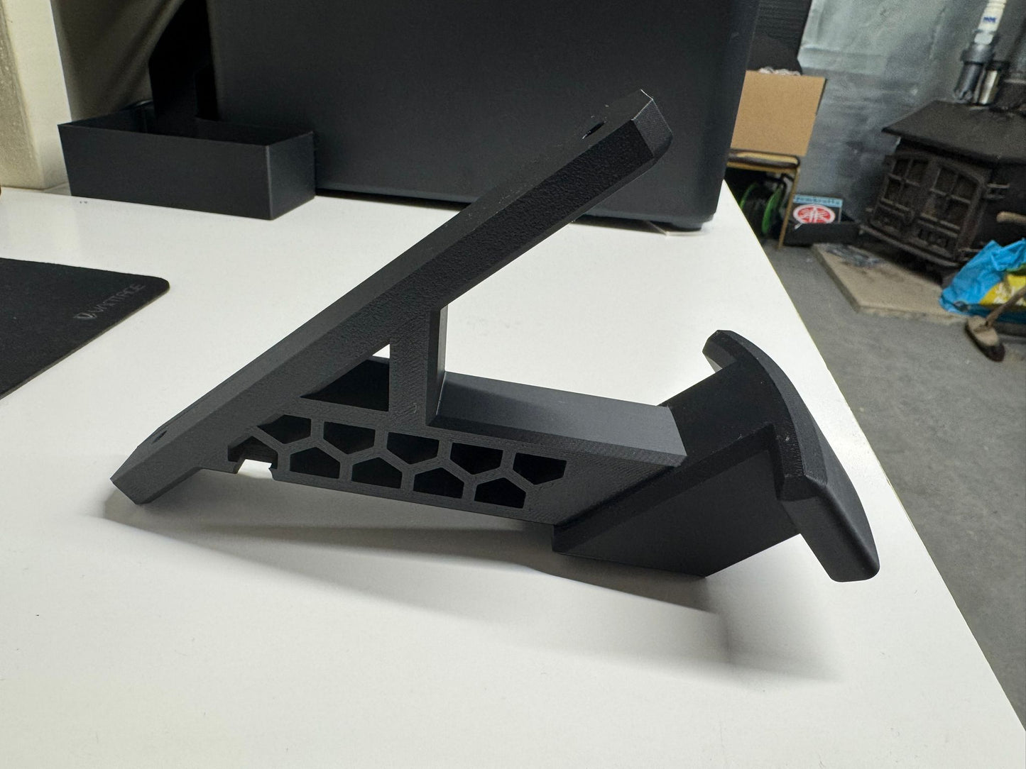 Heavy-Duty 3D Printed Motorcycle Helmet Wall Mount  Black