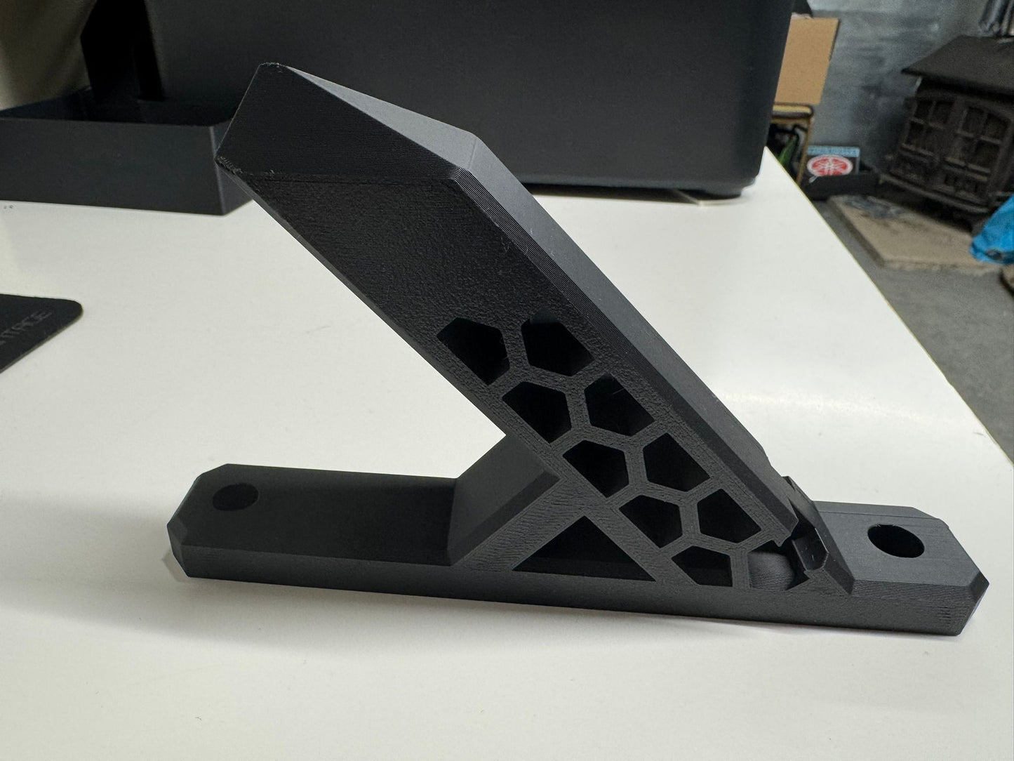 Heavy-Duty 3D Printed Motorcycle Helmet Wall Mount  Black
