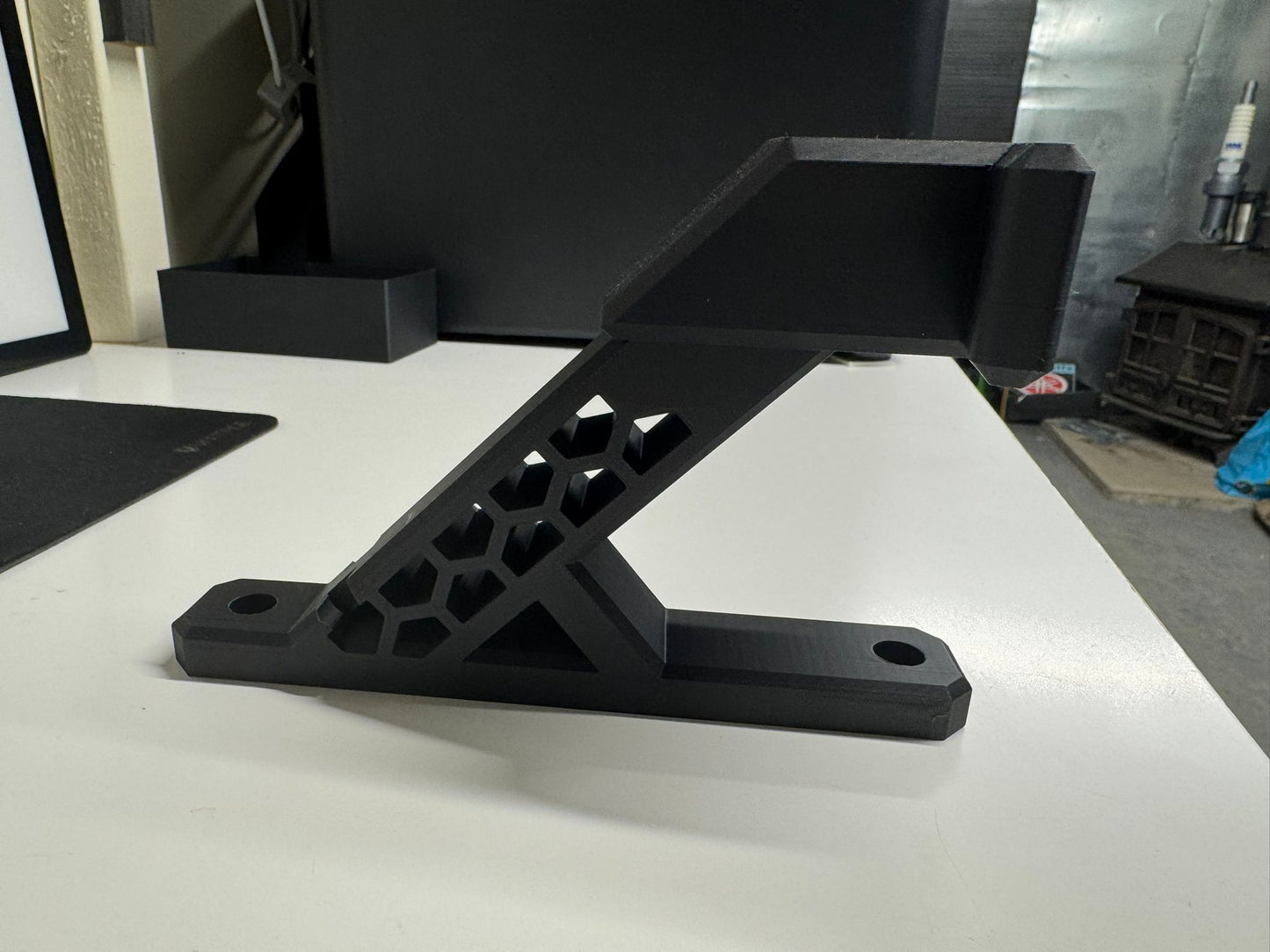 Heavy-Duty 3D Printed Motorcycle Helmet Wall Mount  Black