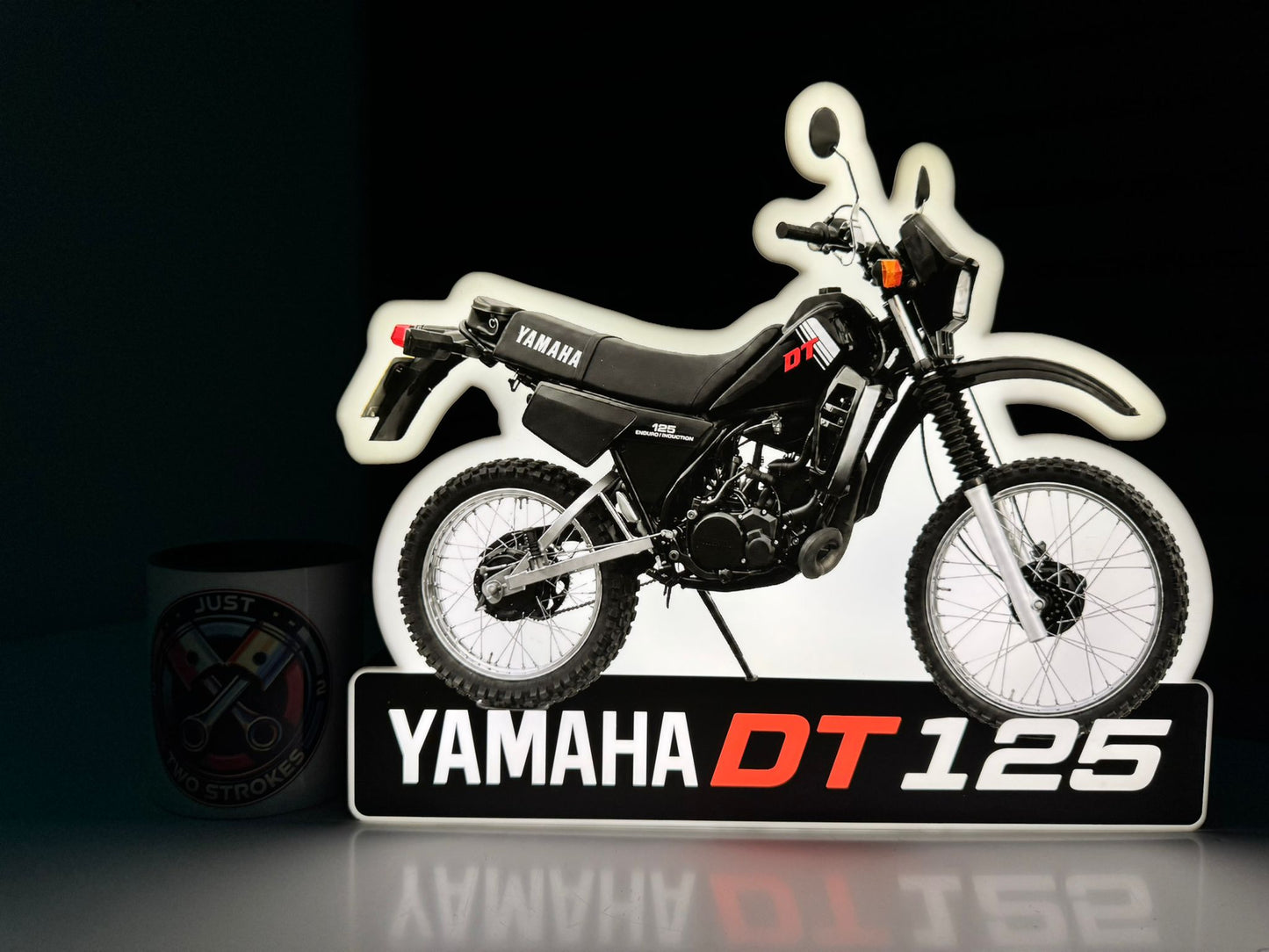 Yamaha DT125 Inspired 3D Motorcycle Lightbox – Classic Trail Bike Display with Detachable Stand