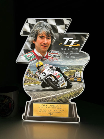 Joey Dunlop Inspired 3D TT Motorcycle Racing Lightbox – Isle of Man Road Racing Display with Detachable Stand