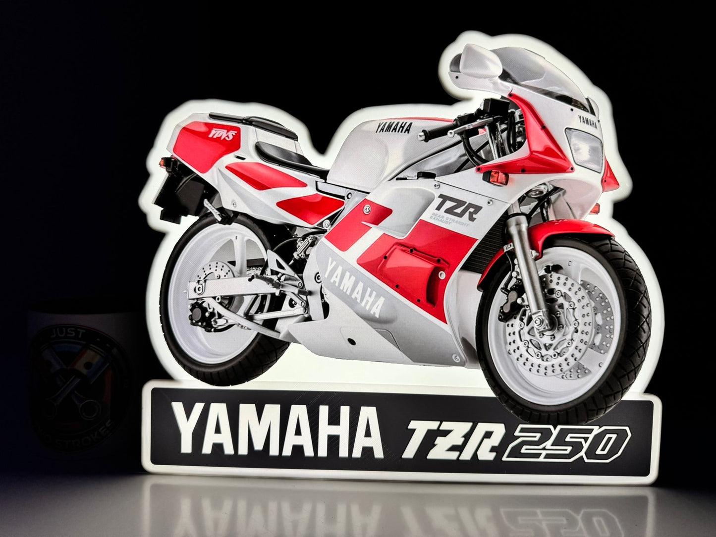 Yamaha TZR250 Inspired 3D Motorcycle Lightbox – Blue & Yellow Two-Stroke Display with Detachable Stand