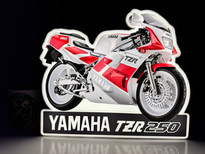 Yamaha TZR250 Inspired 3D Motorcycle Lightbox – Blue & Yellow Two-Stroke Display with Detachable Stand