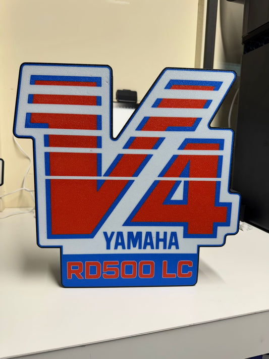 PRE ORDER NOW --Yamaha RD500 LC V4 LED 200mm x 200mm Lightbox Red & Blue - Retro 2-Stroke Tribute Sign-- NEW SIZE