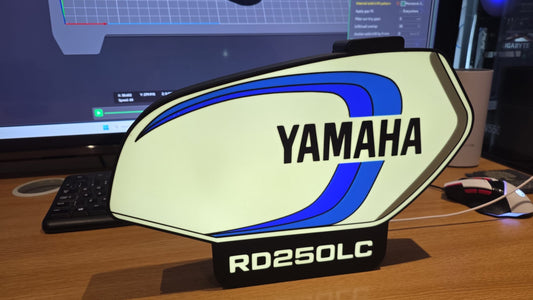 Yamaha RD250LC Petrol Tank lightbox bounty colours Blue/White 340mm